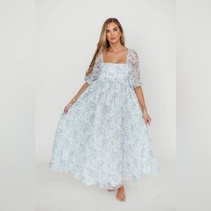 Mona Maxi Dress in Blue/White - Bump Friendly & Inclusive Sizing